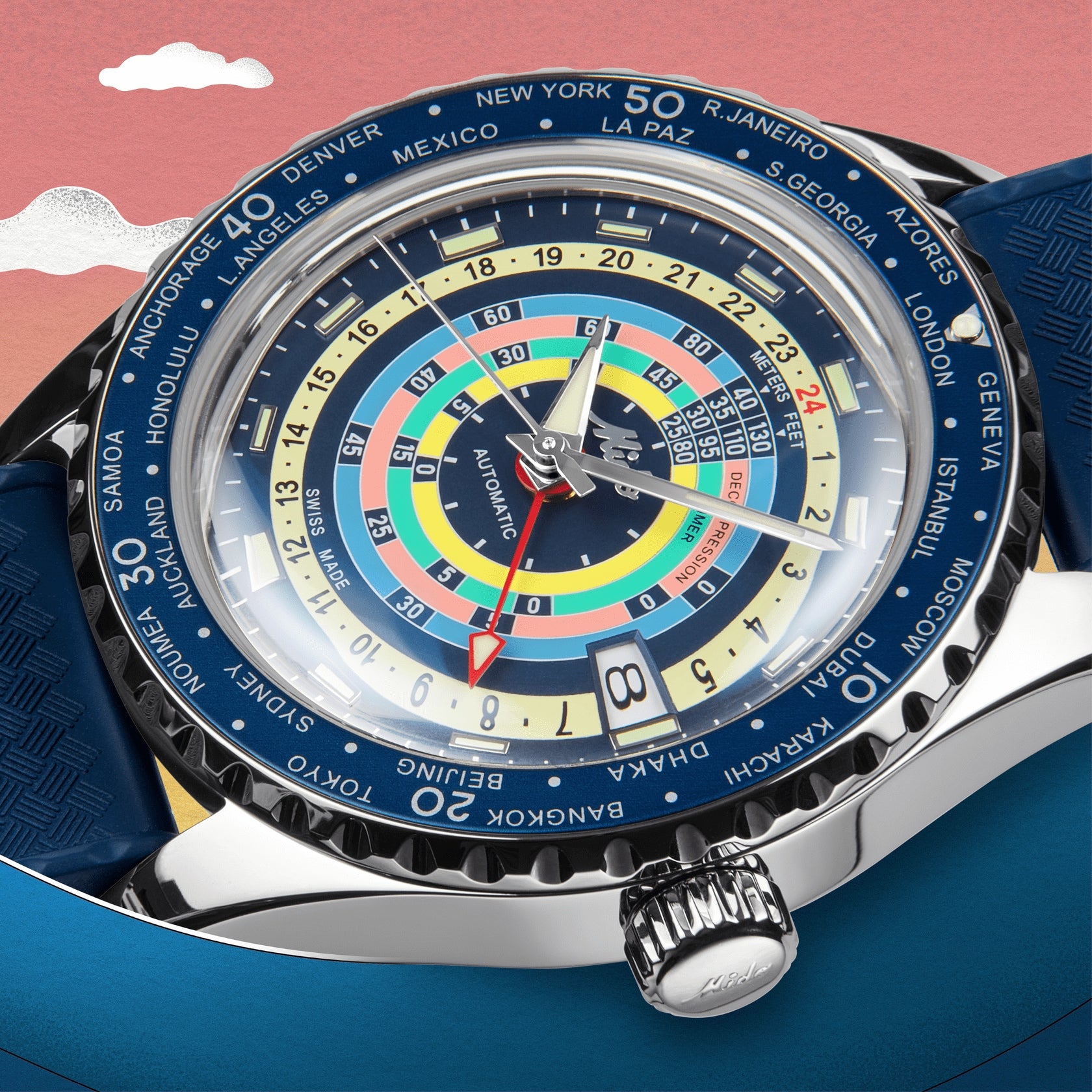 MIDO OCEAN STAR DECOMPRESSION WORLDTIMER - M026.829.17.041.00