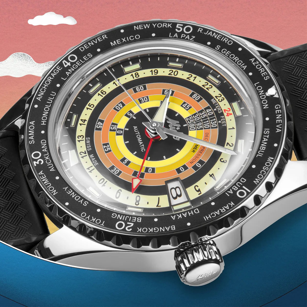 MIDO OCEAN STAR DECOMPRESSION WORLDTIMER - M026.829.17.051.00