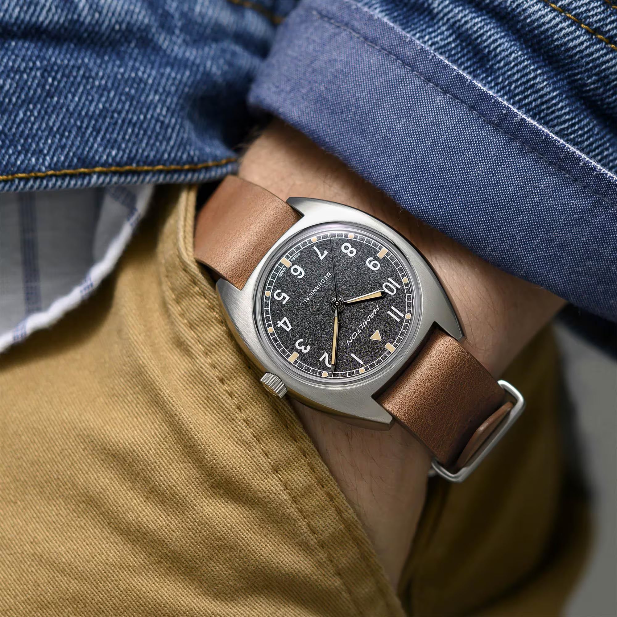 HAMILTON KHAKI AVIATION PILOT PIONEER MECHANICAL H76419531